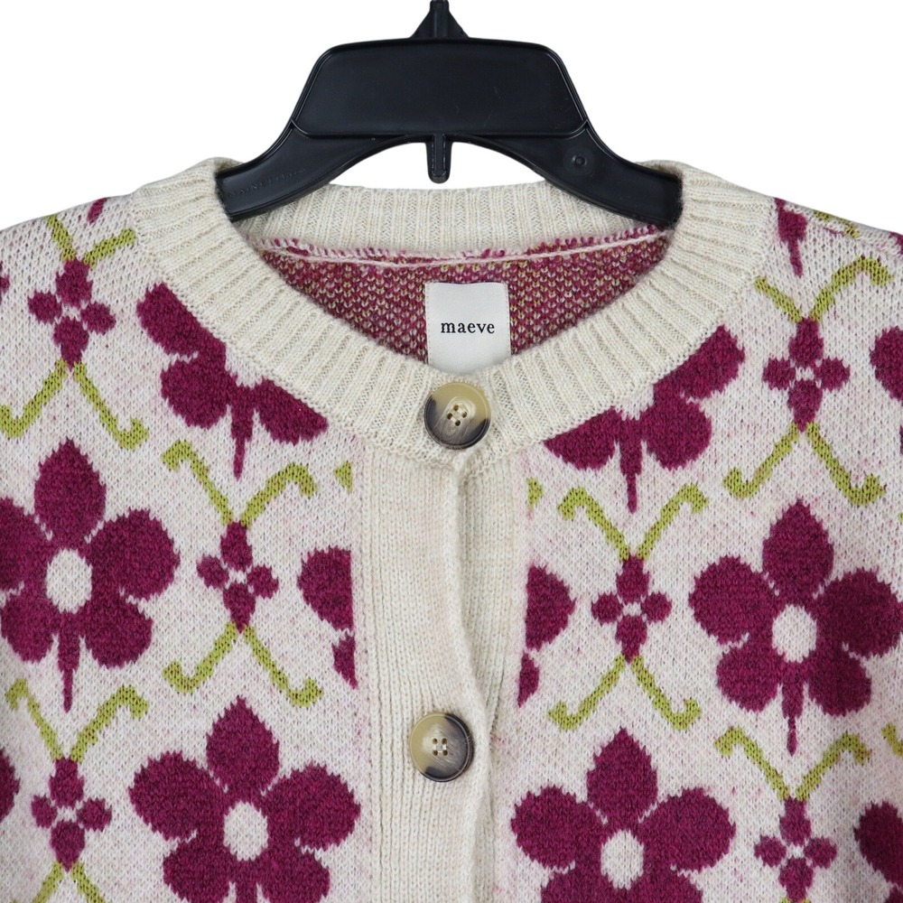 Maeve Anthropologie Floral Fair Isle Cardigan Sweater S Cottagecore Grandpa Core